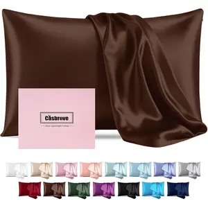 Silk Pillowcase for Hair and Skin Mulberry Silk Pillowcase Soft Breathable Both Sided Natural Silk Pillowcase with Zipper Beauty Sleep Silk Pillow Case 1 Pack for Gift(Standard,Brown)