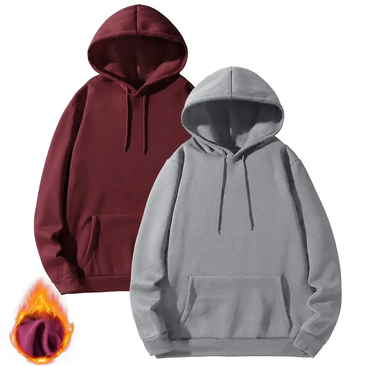 2PCS Fleece Hoodies Adult Women Men Ultimate Sweatshirt Thicked Hoodie Polyester Cotton Blend Lavender Color H71 summervibes
