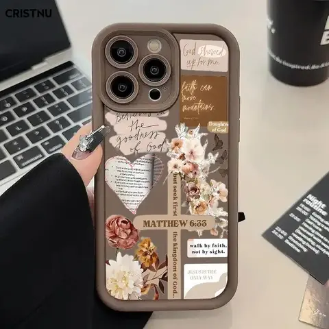 Cross Text Collage Pattern Collage Design Mobile Phone Case, Compatible with iPhone 16, 15, 14, 13, 12, 11, XS Max Plus, Pro Max, Full Lens Protection Soft TPU Protective Mobile Phone Case
