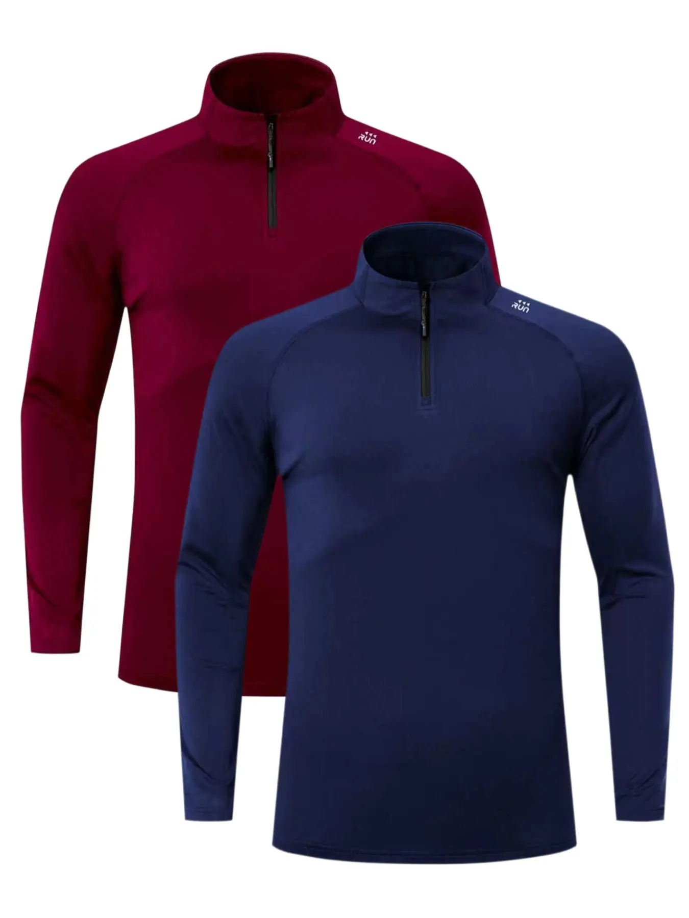 2-Pack Men's Quarter-Zip Quick-Dry Long Sleeve Sports Shirts, Stretch Breathable Pullover Tops, Athletic Training Tops for Gym, Running, Training, Hiking, Outdoor Activities, Breathable Workout Tops