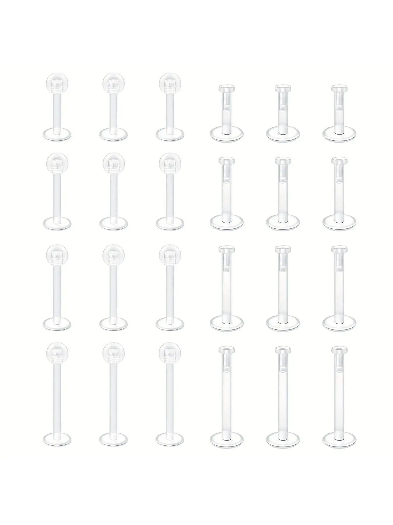 Transparent Nose Studs, Flat Piercing Jewelry, 24pcs Lip Studs for Women & Men, Piercing Jewelry for Daily Use, Fashion Jewelry for Party, Exquisite Jewelry for Gift