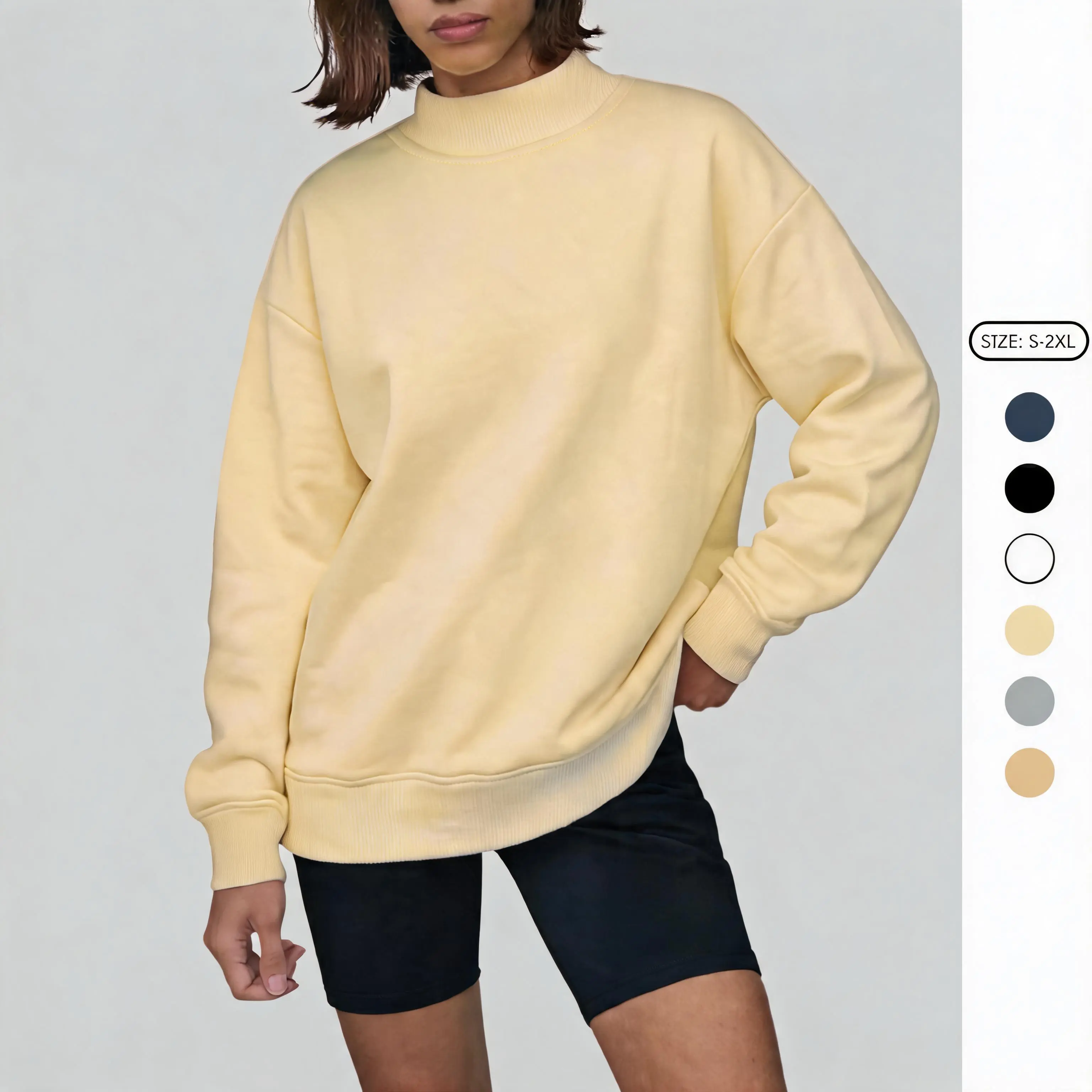 Imily Bela Women's Oversized Mock Neck Sweatshirt Long Sleeve Drop Shoulder Pullover Tops Casual Loose Fit Ribbed Trim Sweatshirts for Fall Winter
