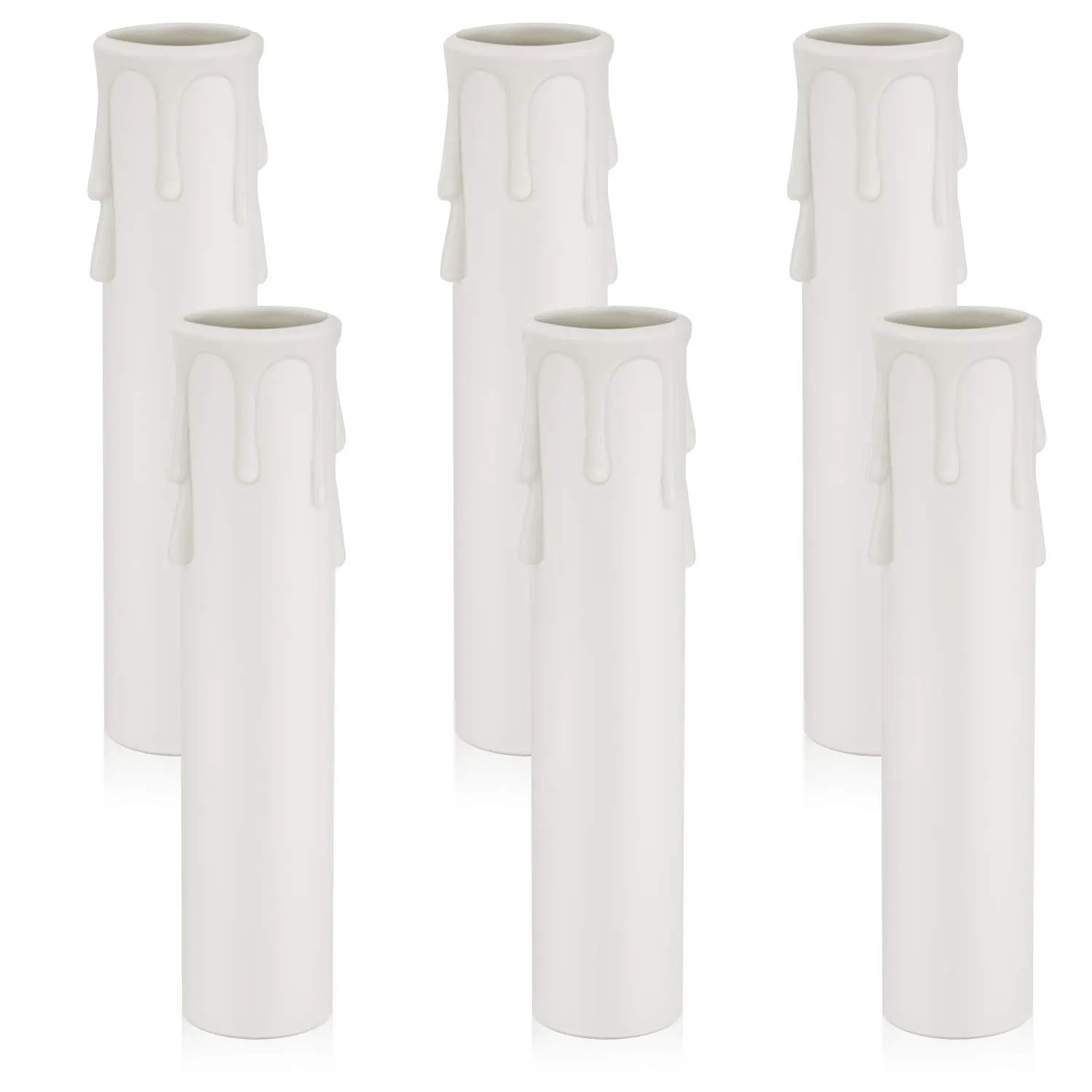 E12 Candle Socket Covers, 4 Inch Chandelier Candle Sleeves, 6-Pack | Plastic Candle Covers Sleeves 4 Inch Tall, Chandelier  , Chandelier Light Covers for E12 Candelabra Base Bulb