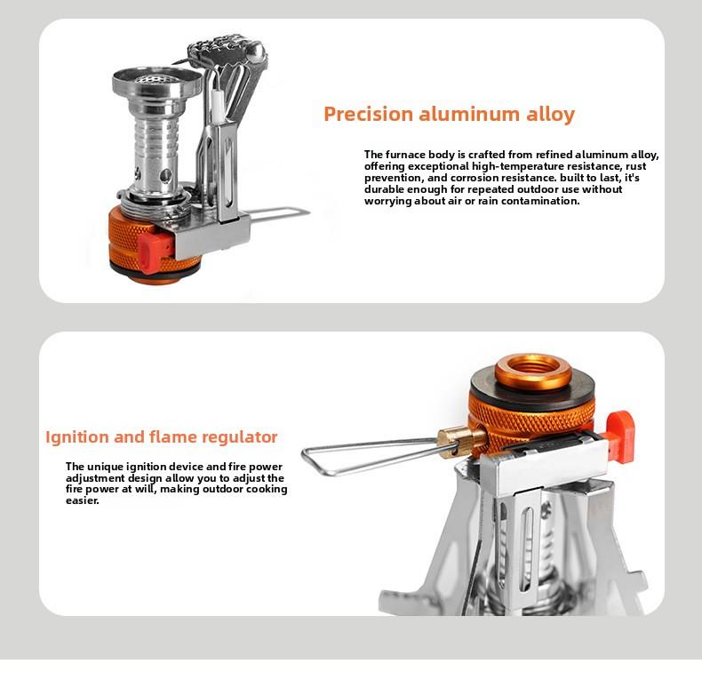 Portable Camping Stove with Electronic Ignition Backpacking Stoves Mini Integrated Cookware for Travel Outdoor Hiking Picnic Cooking