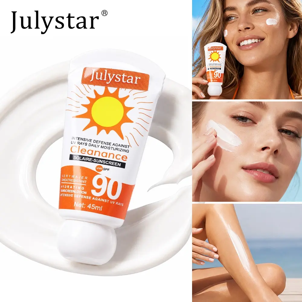 Julystar Spf90 Sunscreen Lotion 45ML, Waterproof Sweat-Resistant UV Protection, Moisturizing Non-Greasy Formula, Ideal for Daily Beach Outdoor Care, Sunscreen Cream