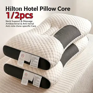 Ergonomic Pillow Set of 2 for Deep Sleep, Neck Support for Side and Back Sleepers, Durable Polyester Core, Comfortable and Long-Lasting