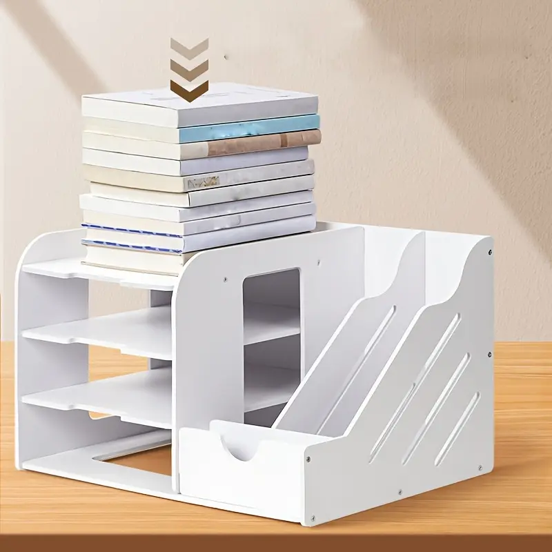 1PC Desktop Document Organizer Multi-layer File Rack Large Capacity Office Storage Box with Pen Holder Stationery Shelf