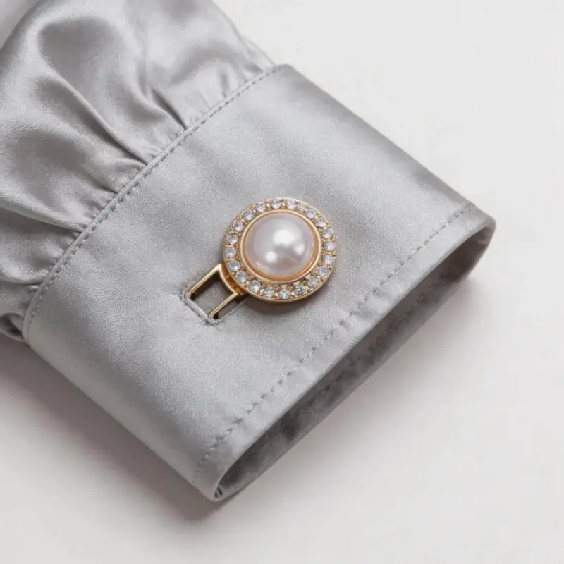 6-Piece Crystal Pearl Button Set, Detachable Clip-On Shirt Jacket Decorative Buttons, Button Design, DIY Clothing Accessories, Unisex