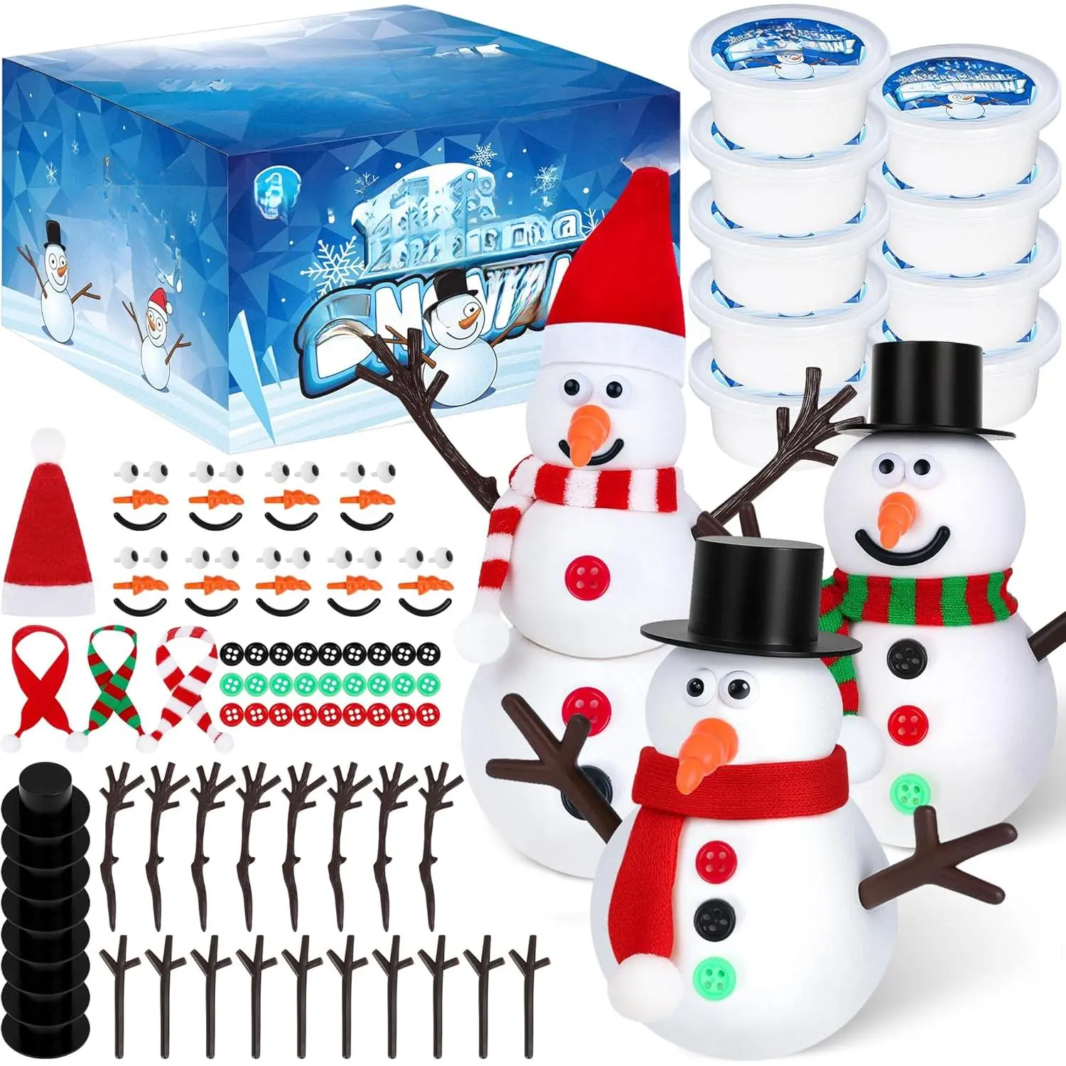 9 Pack Christmas Crafts, DIY Christmas Snowman Clay  Kids, Build Your Snowman Craft Kit, Modeling Clay Snow Man Making Game, Xmas Crafts Presents Winter Christmas Stocking Stuffers New model