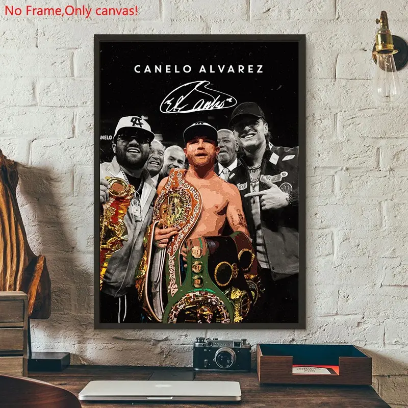 1 piece/set frameless canvas painting print poster, Classic realistic Boxing Sports star art, Canelo Alvarez, a perfect gift for mixed martial arts loves, ideal gift for bedroom, living room, dorm hallway, kitchen,s mural, wall decor