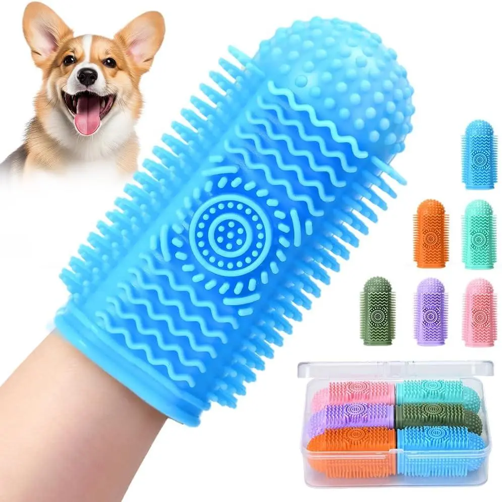 6Pcs Silicone Dog Toothbrush,360°   Dog Tooth Brushing Kit,Finger Toothbrush,Cat Tooth Brush,Teeth Cleaning,Dogs Cats Teeth Cleaning Dental Care : Pet Supplies