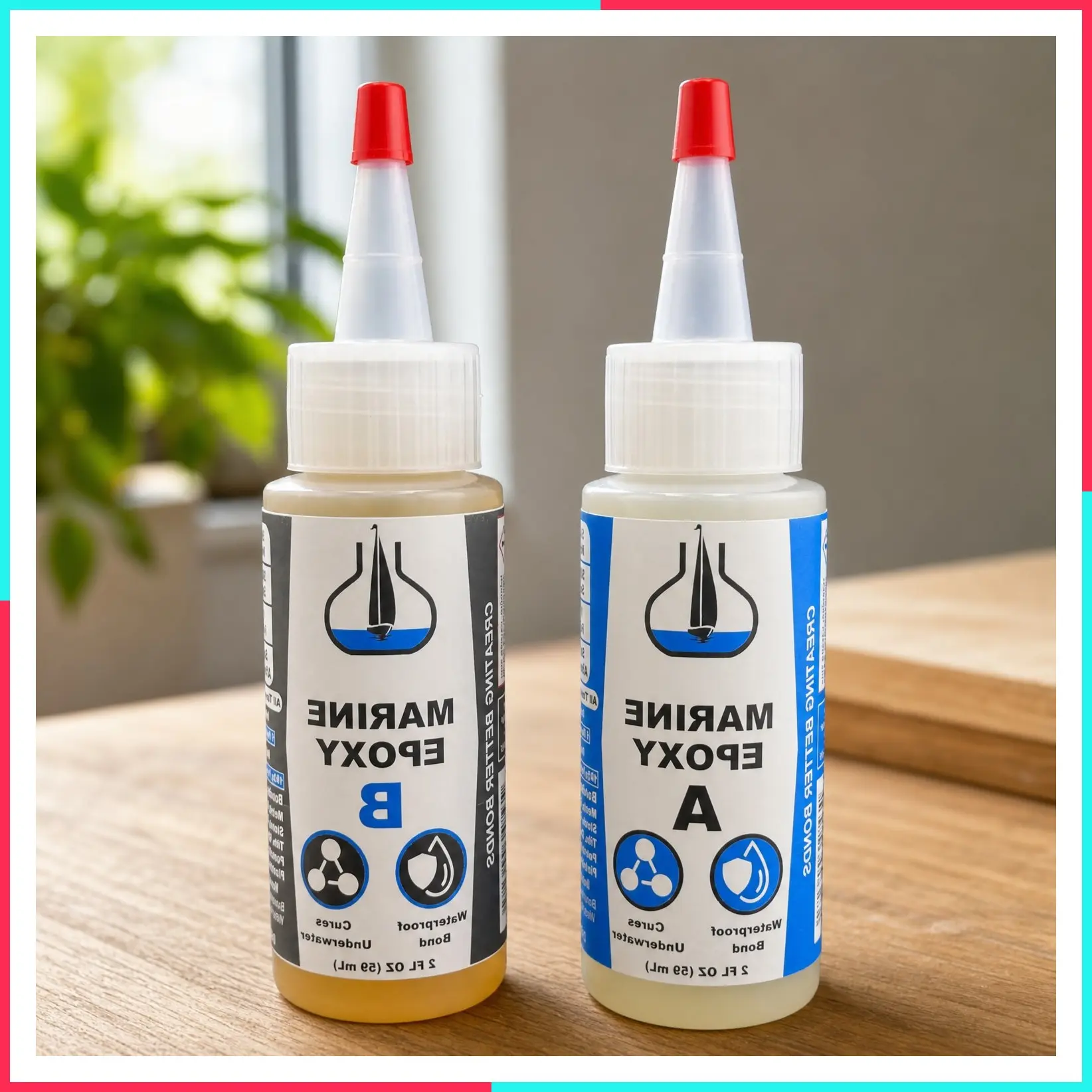 Marine Epoxy, 5-Min Work Life, 1 Hour Full Cure, Extra Strength, Waterproof, Chemical-Resistant, Ideal for Boats & Wet Surfaces, Easy 1:1 Mix, 4 oz