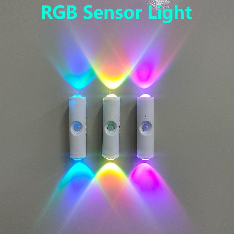 3/4pc Smart Cat-Eye Motion Spotlight, USB-Rechargeable RGB LED Wall Lights with Color Changing Gradient, Auto On/Off, Magnetic Mount, Wireless Night Light for Entryway, Bedroom, Closet, Hallway