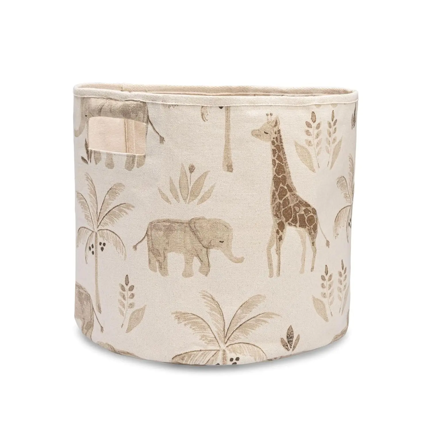 Fabric Round Nursery Storage Basket, Toy Storage, Safari Animal, 13"x12", Toy Basket, Baby Storage Organizer, Toy Organizers and Storage Bins, Baby Organizers and Storage, Toy Bins