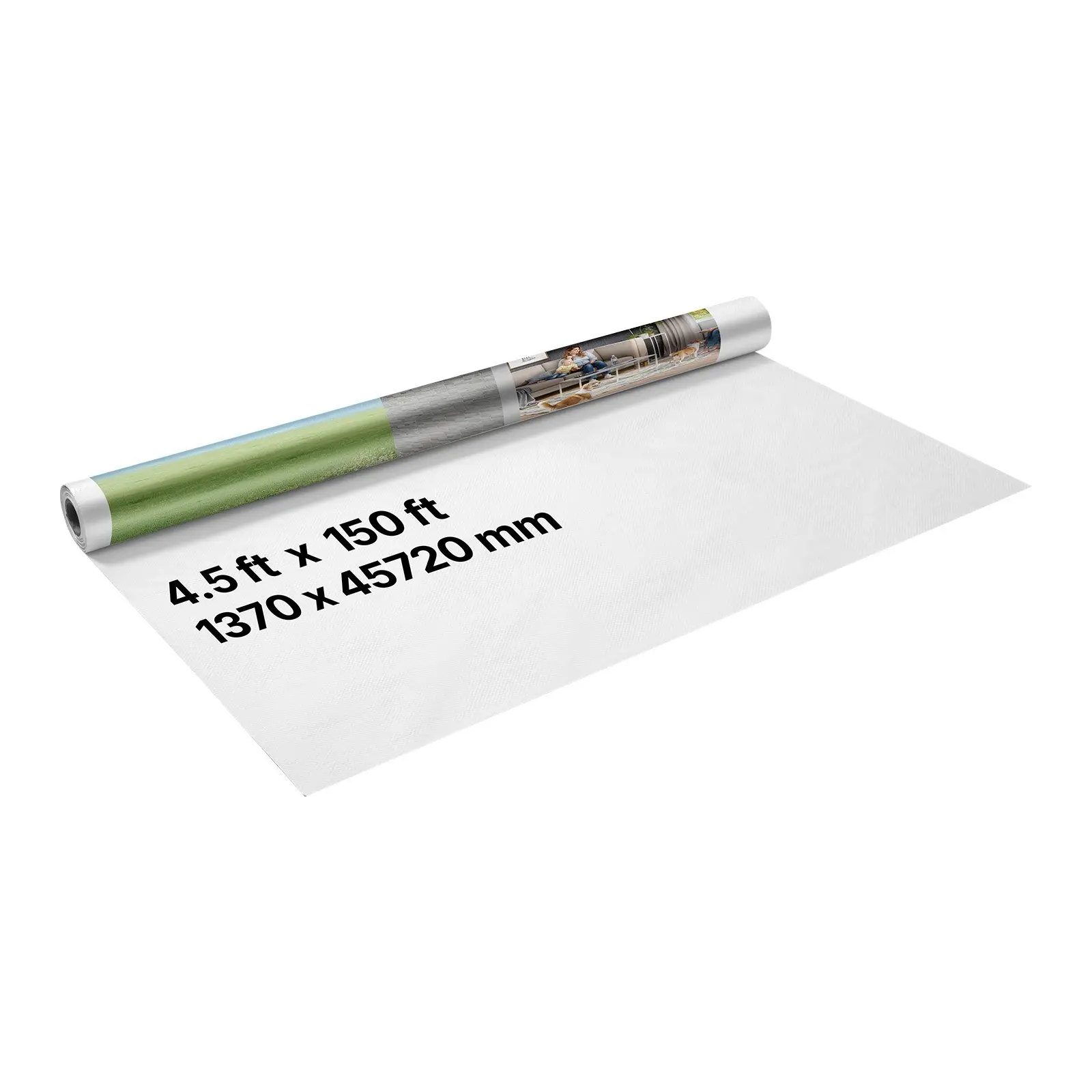 VEVOR PW01 Model Waterproof PE Woven Vapor Barrier House Wrap, 4.5x150ft (1370x45720mm) 0.13mm Thick Breathable Heavy-Duty Plastic Sheeting, Tear-Resistant Wall Covering, Single Roll for Residential & Commercial Construction, Wood/Brick/Pvc