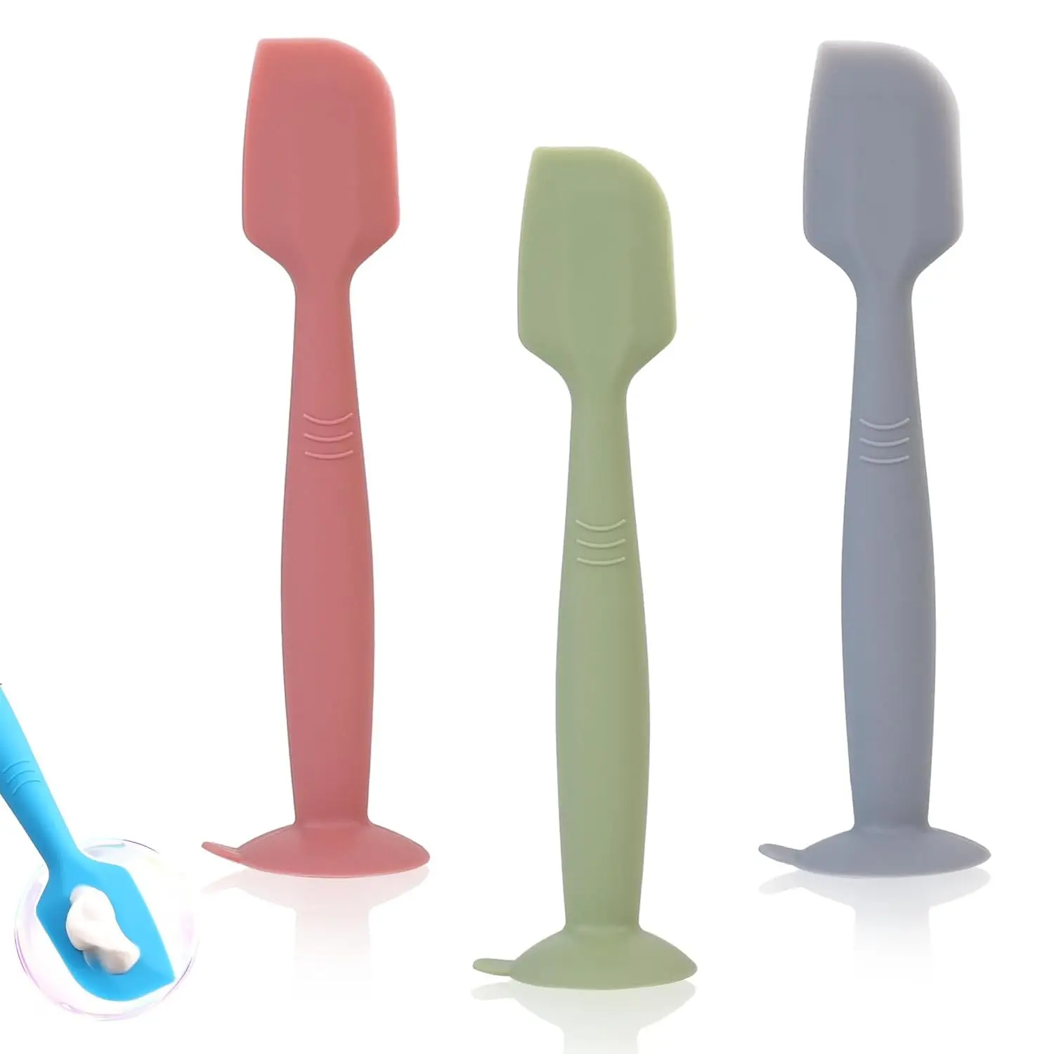 Baby Diaper Cream Spatula Applicator 3 Pack, Soft Silicone Butt Paste Spatula, Diaper Rash Cream Applicator, Baby Essentials Newborn Must Haves (Red Green Grey)(Gift)