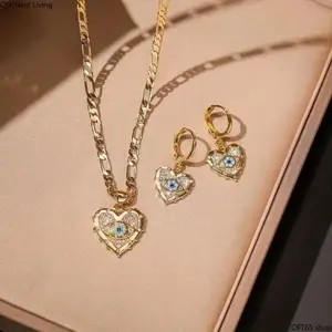14K Gold Plated Open Twist Infinity Frame Blue Evil Eye Pendant Necklace Polished Smooth Metal Surface Luxury Retro Silhouette For Women Daily Dating Party Stackable Minimalist Delicate Fashion Neck Jewelry