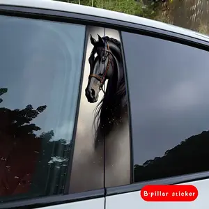 A Self-Adhesive Racing Horse Bicycle Sticker with Unique Design Suitable for B- Pillar and Car Door, Suitable for Plastic Metal Smooth Surface, Easy to Replace Anti-Scratch Disposable Car Accessories.2 Pieces Suit.