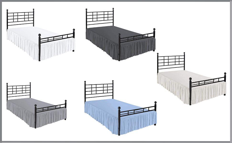 Lightweight Ruffled Bed Skirt, Queen Size 15 Inch Drop - 100% Microfiber, Soft and Stylish, Dust Ruffle - Bed Skirt for Queen Beds, White