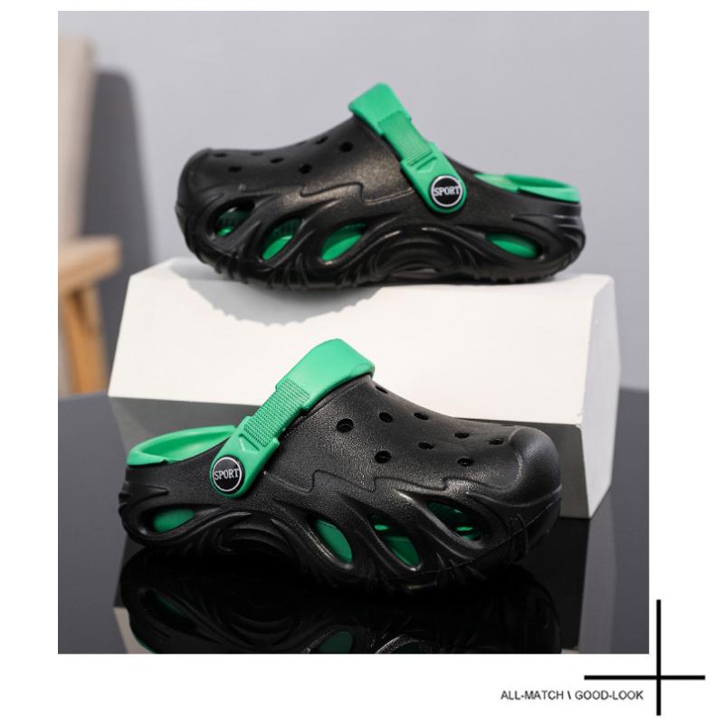 Boys' Hole Shoes Summer New Style Bag-toe Slippers For Children 6-15 Years Old Big Children's Sandals Wearing Outside And Stool-stripping kids  clogs