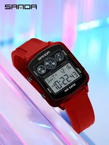 Sanda Square Dual Display Watch, Waterproof Analog-Digital Wristwatch, Alarm & Dual Time Zones, Stylish Student Watch, Perfect Birthday Gift, Digital Analog Watches
