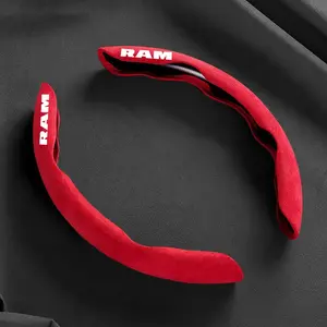 Suede Universal 38CM Car Steering Wheel Cover Booster Non-slip Cover For Dodge Ram 1500 Journey Charger Dart Challenger Durango Auto Logo Accessories