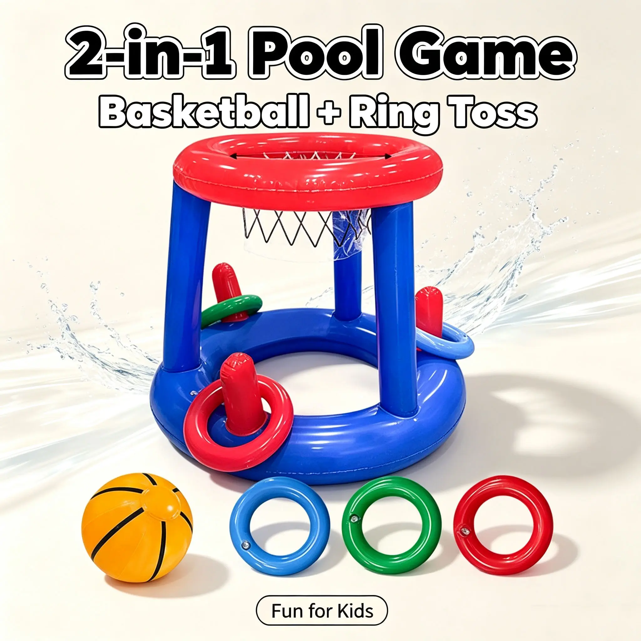 PVC Inflatable Kids Basketball Hoop Water Pool Basketball Ring Parent-Child Interactive Outdoor Swimming Pool Summer Play Toy For Boys Girls