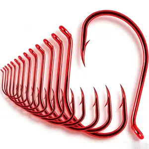 100/50 Pack Octopus Circle Fishing Hooks, Offset Point Reversed Beak Hooks with Ringed Eye, Forged Nor-Tempered Red/Black Fishhooks for Freshwater Saltwater Bass Trout