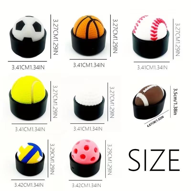 3D Printed Ball Clicker Keychain Basketball Soccer Fidget Toy Bag Charm Stress Relief Pendant
