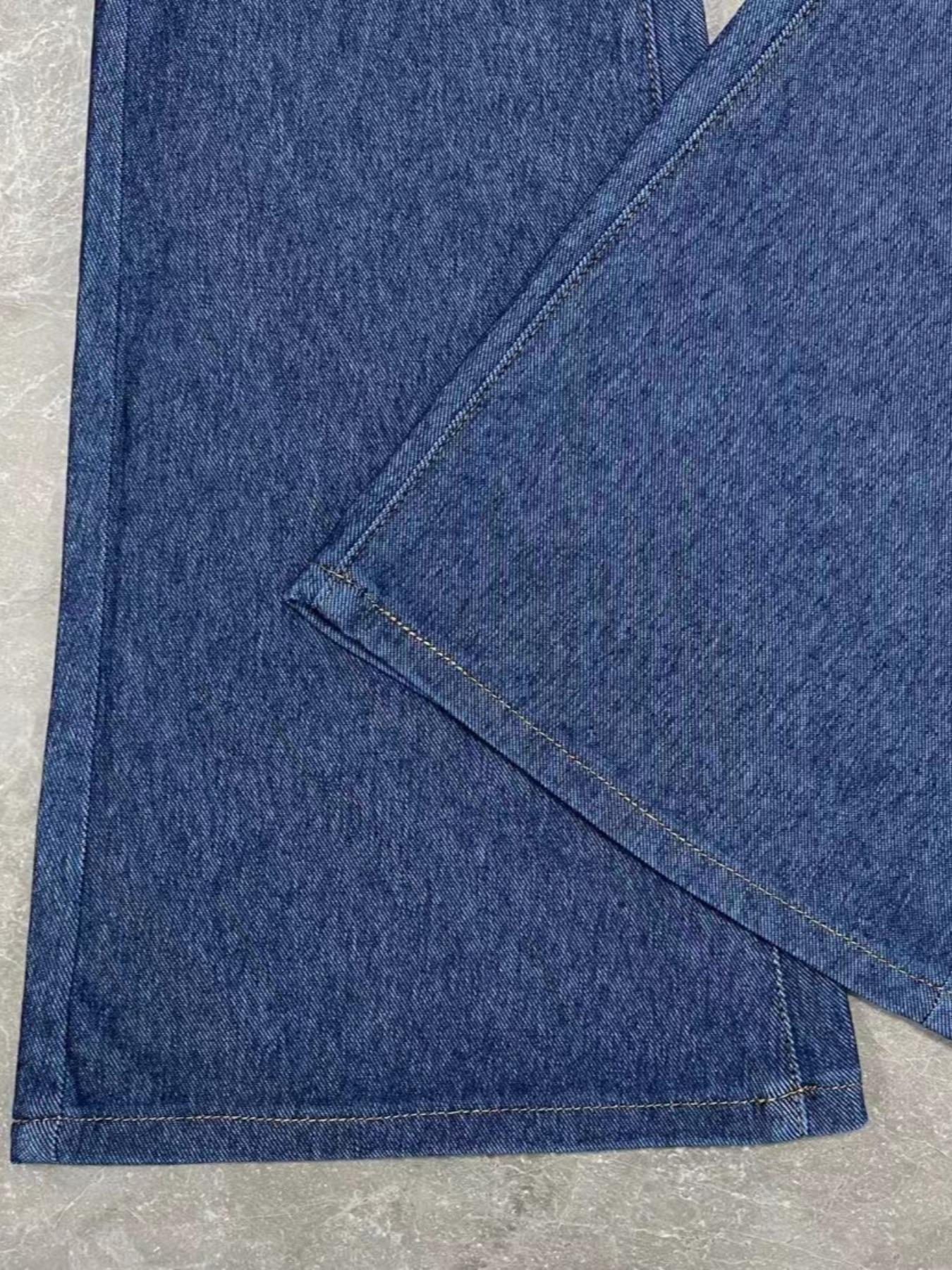 【Plus Size】 Solid Color Flare Leg Jeans, Casual Comfy Denim Jeans for Daily Wear, Women's Bottoms for All Seasons