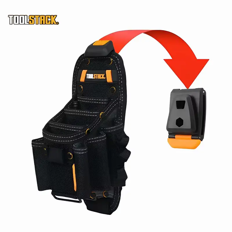 TOOLSTACK 10-Pocket Tool Pouch, Durable Belt-Mounted/Hip-Mounted Holder Tool Bag for Mechanics, Quick-Access Hanging Waist Storage Organizer, Belt-Mounted Tool Bags, Hip-Mounted Holder Tool Bags