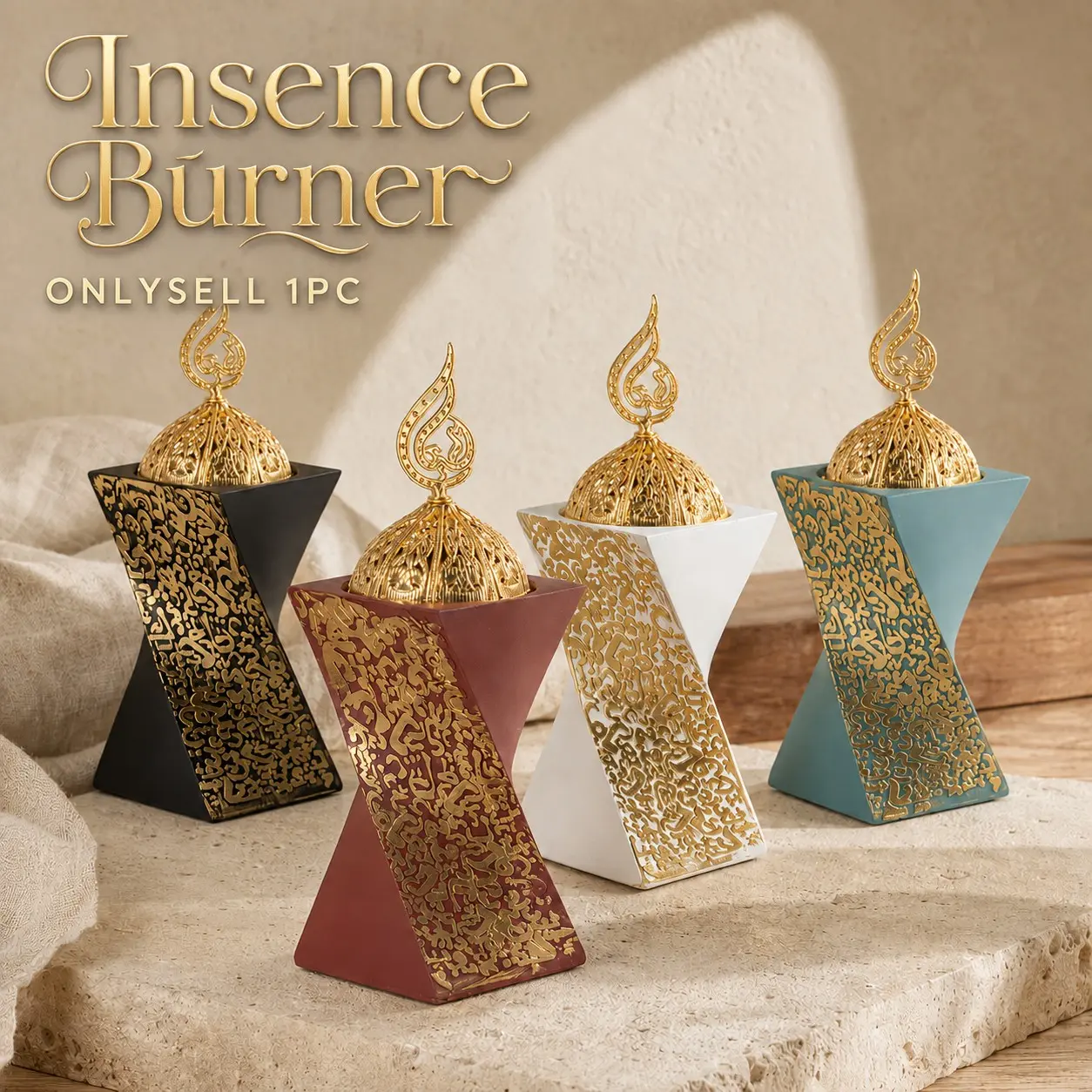 Bukhoor burner Resin Arabic Calligraphy Incense Burner, Semi-Handmade Middle Eastern Bakhoor, Home Indoor Decorative Incense Burner