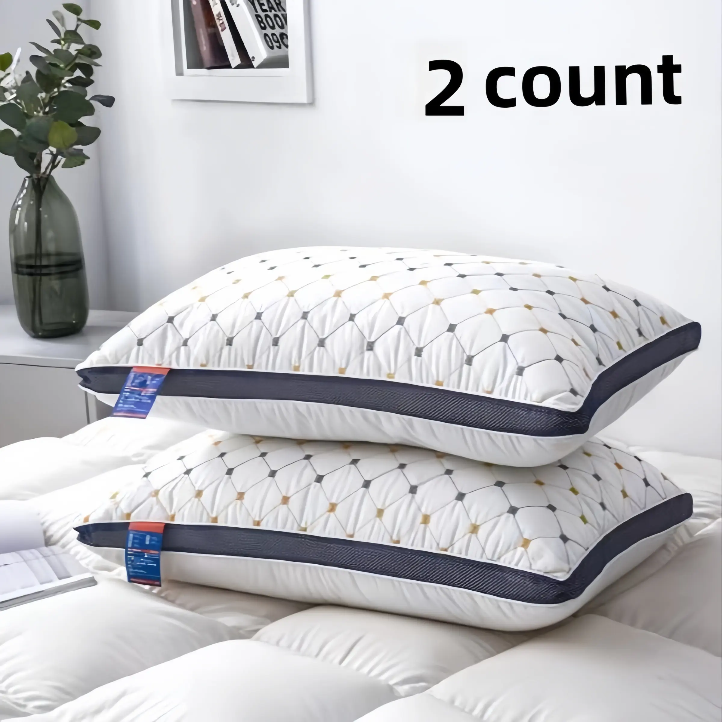 Geometric Pattern Pillow, 2 Counts Soft Comfortable Back & Neck Support Pillow, Modern Home Hotel Bed Pillow, Ideal Summer Gift, Enhance Your Bedroom Decor