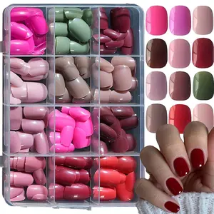 288pcs Short Square Press-On Nails, 12 Solid Colors, Full Coverage False Nails, Ideal for Nail Salon Art, Women's Nail Decorations, Nail Art Supplies