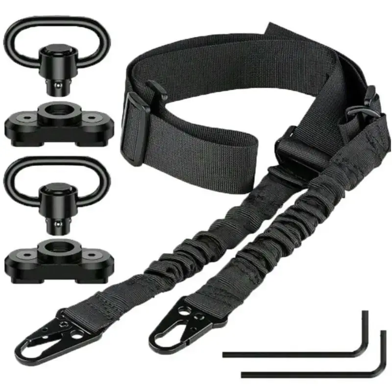 1pcs Two-Point Shoulder Strap with Quick Release Adjustable Elastic Buffer, Universal Fit, 360° Rotating D-Ring, Ideal for Outdoor Activities