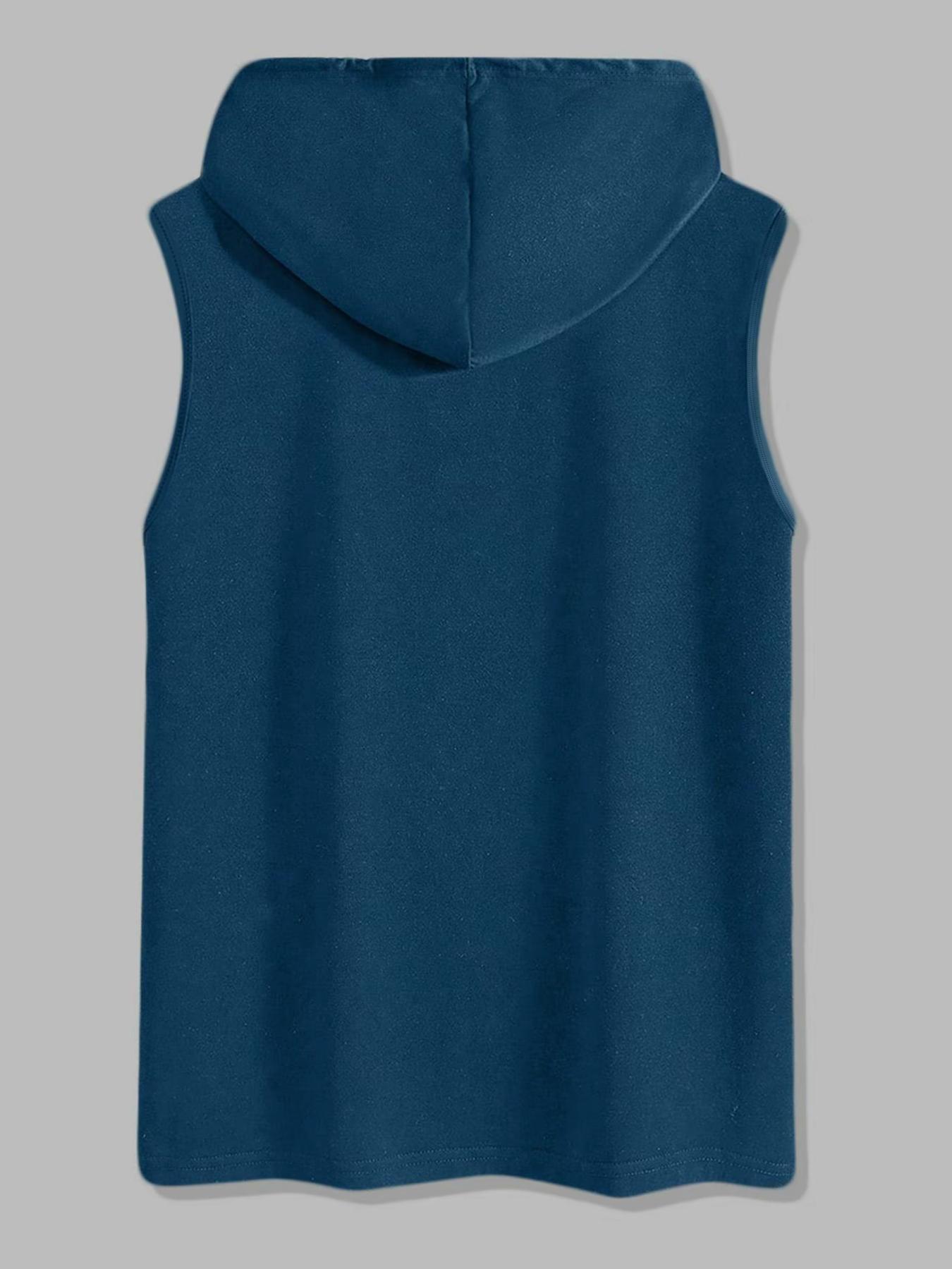 Men's Regular Fit Letter & Bull Head Print Hooded Tank Top, Casual Graphic Sleeveless Top for Summer, Fashion Men's Top for Daily Wear, Workout Tank Top