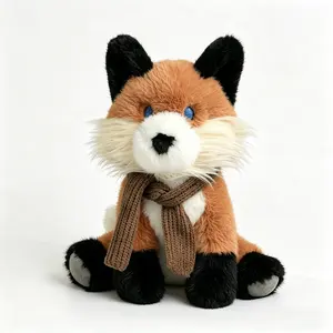 Cute Fox Plush Toy with Knitted Scarf, Soft Plush Doll for Kids and Adults, Perfect Christmas/birthday Gift, Stuffed Animal Gifts, Fluffy Fox Stuffed Animal