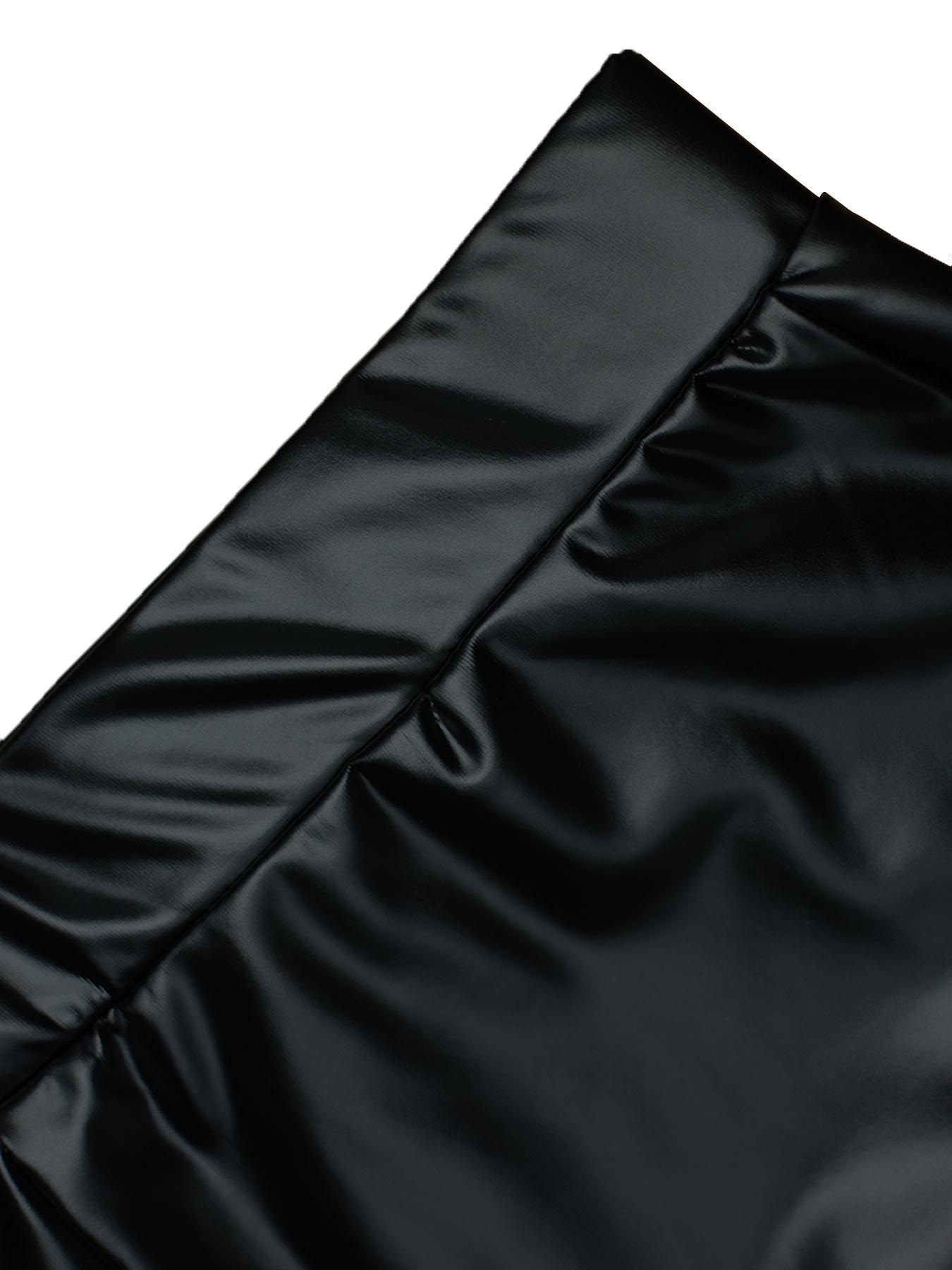 Women's High Waisted PU Leather Shorts, Elastic Waist, Slim Fit, Y2K Style, Chic, Plain Pattern, Casual Fashion for Spring & Fall