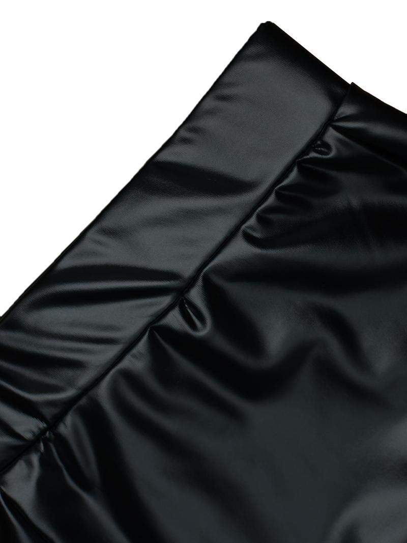 Women's High Waisted PU Leather Shorts, Elastic Waist, Slim Fit, Y2K Style, Plain Pattern, Casual Fashion for Spring & Fall