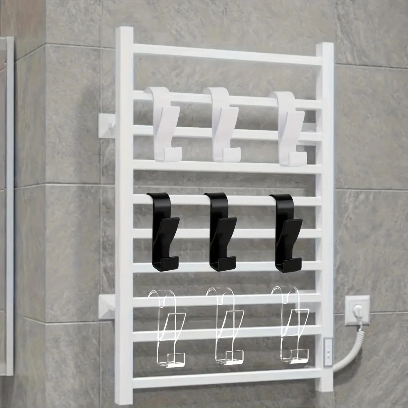 3pcs Modern Wall-Mounted Bathroom Hooks - Durable Plastic Multifunctional Organizer for Towels, Robes, Keys & Accessories - Space-Saving Bathroom Storage Solution, Bathroom Organizers And Storage, Utility Hooks