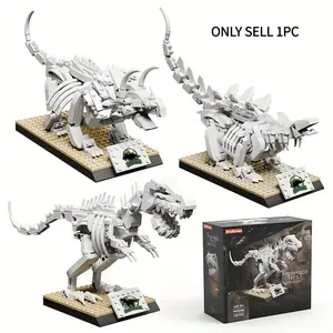 300+pcs Museum Dinosaur Model Building Blocks, DIY Puzzle Small Pieces, Desktop Decor, Desk Ornaments, Halloween/birthday Gift Set, Educational Game, Prehistoric Theme