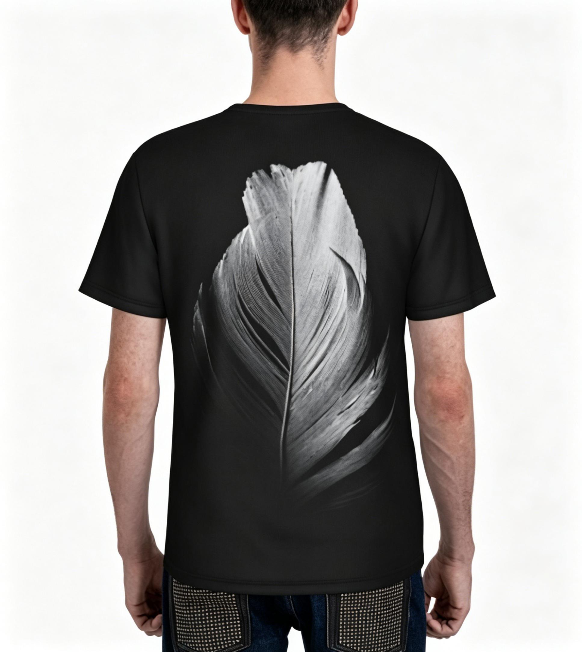 Black and white feather pattern summer all-over print short-sleeve 3D printed T-shirt, unisex outdoor comfortable top, party clothing, couple pattern, gift for friends