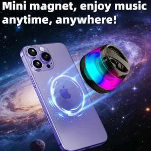 Mini Magnetic Bluetooth Speaker with RGB Lights – Portable Wireless Stereo Speaker, Rechargeable Battery, Small Outdoor LED Speaker, Nice Gift for Family & Friends