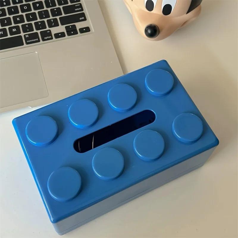 Building Block Shaped Tissue Box Multifunctional Plastic Storage Box Home Napkin Storage Box Coffee Table Color Decoration