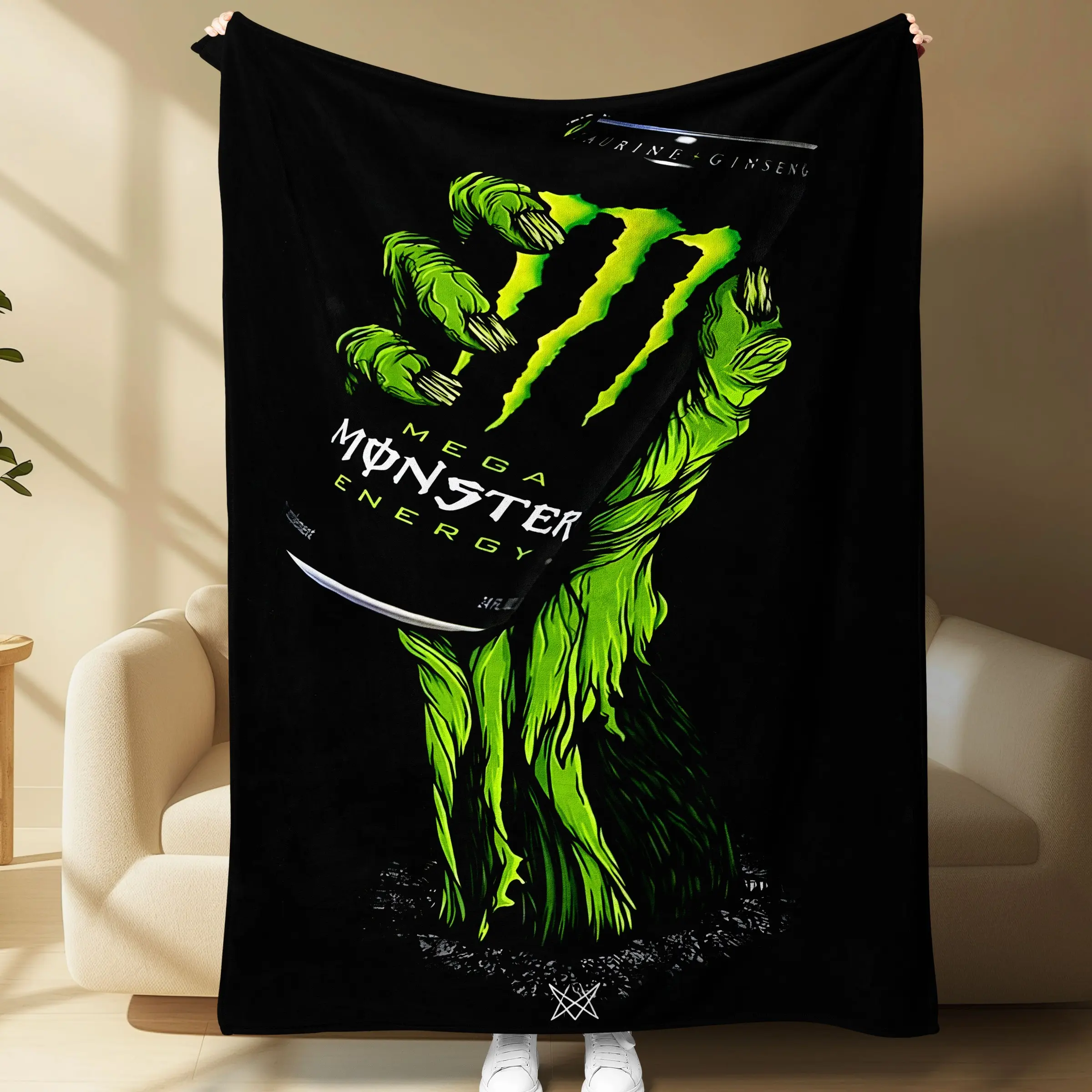 1 PC ⚡ Green Energy Claw Monster Blanket! Soft flannel for gaming setups, cool couch movie nights, or car travel. 🟢 Epic Halloween, Xmas & Birthday gift for gamers & teens! 🎁 #GamerSetup #NeonVibes #CozyBlanket #XmasGift