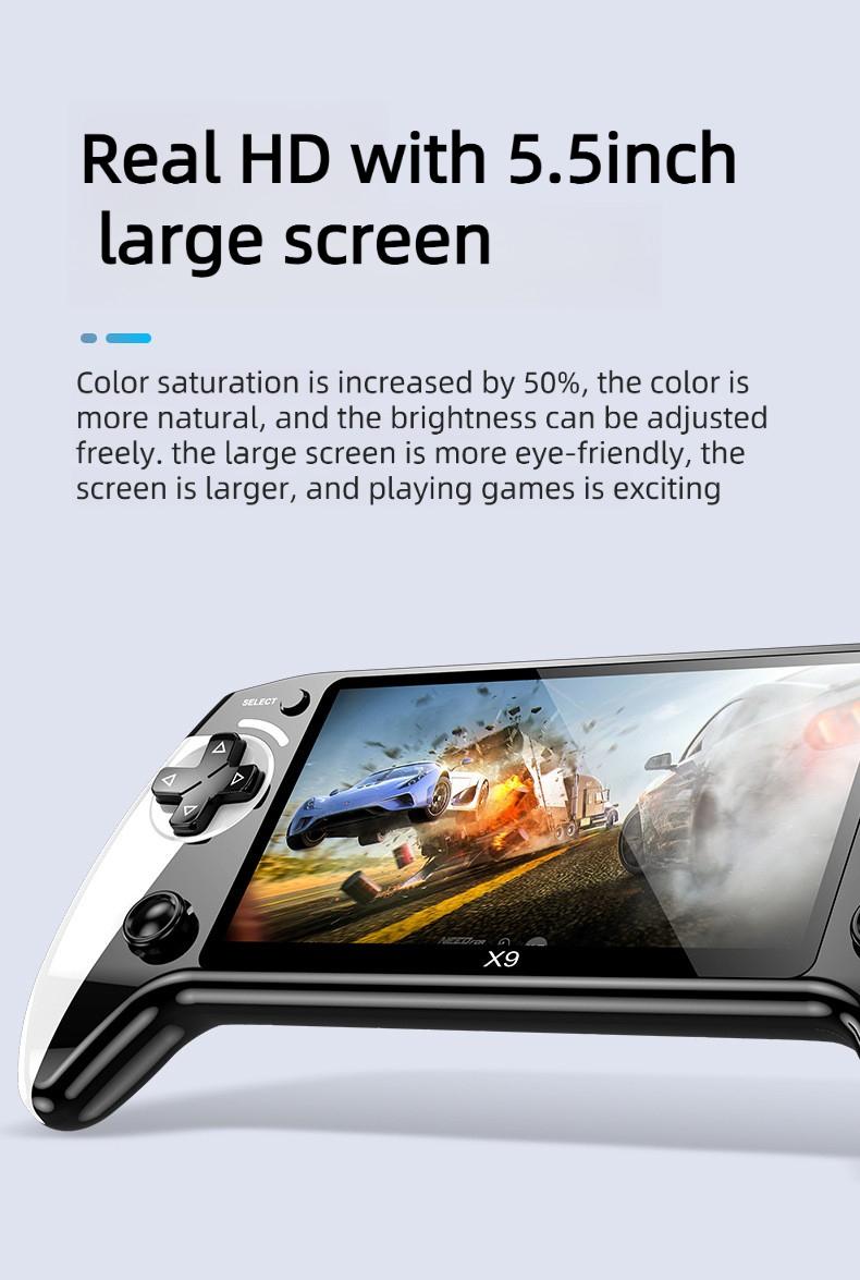 X9 Handheld Game Console 128GB – 5.5" HD Screen Portable Retro Gaming System with Built-in Games, 8+ Emulators Support, Game Boy/PSP/FC Classic Games, Perfect Gamer Stuff for Kids & Family Fun