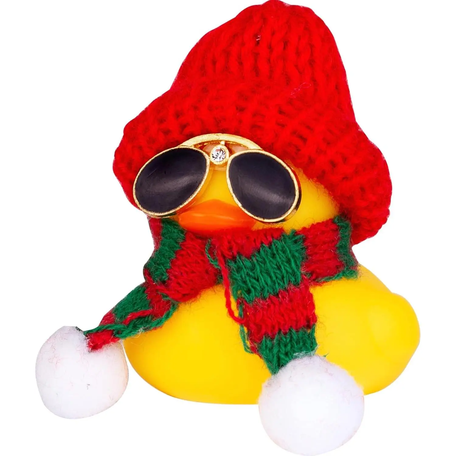 Rubber Duck  Ornaments Cute Duck  Dashboard Decorations for Christmas Decor and  Decorations with Mini Hat Scarf and Sunglasses(B3)