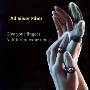 Fashionable 2 pairs of professional e-sports sweat proof all silver fiber gaming finger cots, tightly woven superconducting fiber finger cots