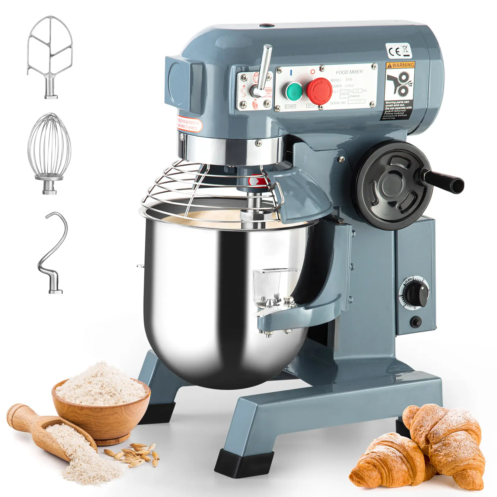 Powerful 1250W Commercial Stand Mixer for Kitchen – 30QT Stainless Steel Bowl – 3 Adjustable Speeds – Dough Hook, Whisk & Beater – Safety Guard – Ideal for Bakery, Pizzeria – Specs: 30QT