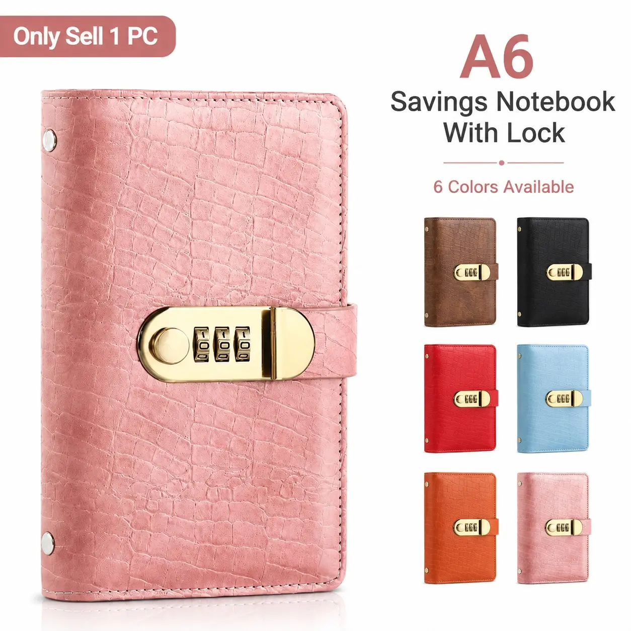 1 Count A6 Savings Notebook With Lock, Aesthetic Financial Planner Journal With Cash Envelope Organizer, Password Lock Design, Savings Tracker Notebook For Budget Planning, Money Organization And Daily Use